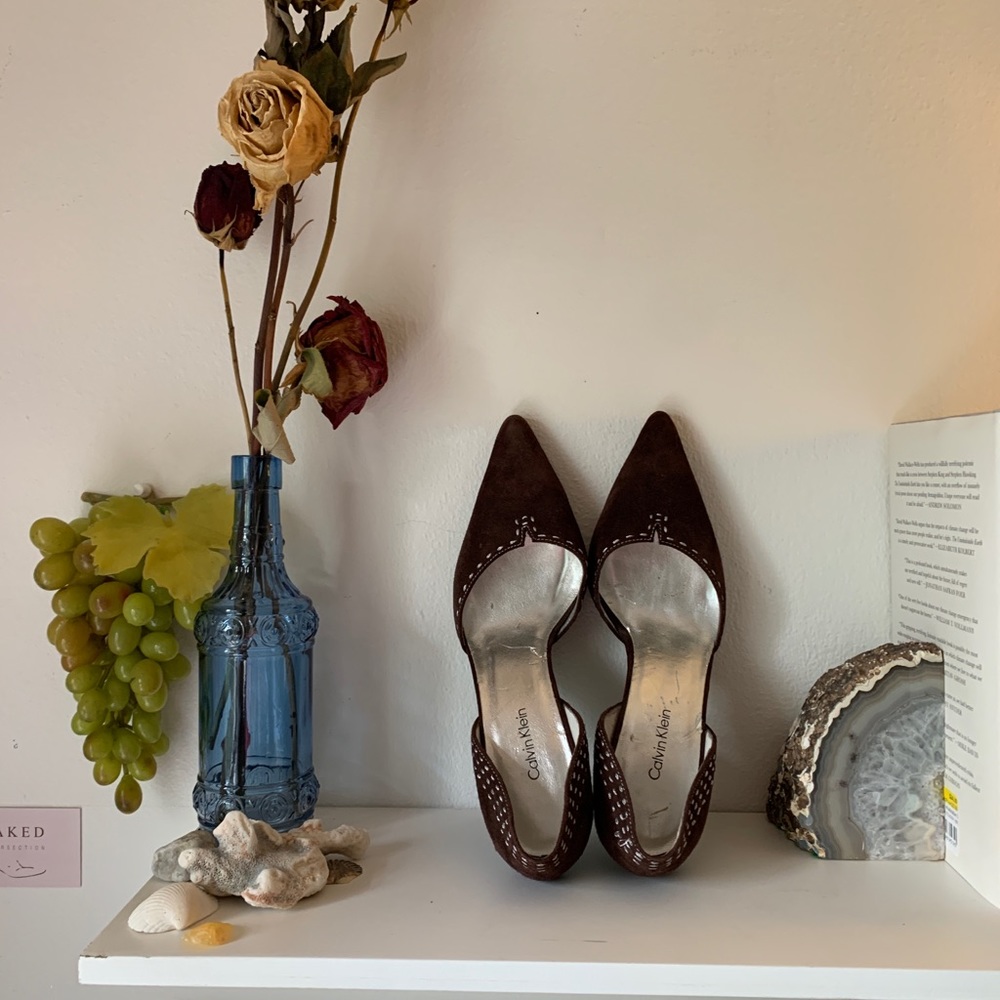 Brown suede Calvin Klein heels